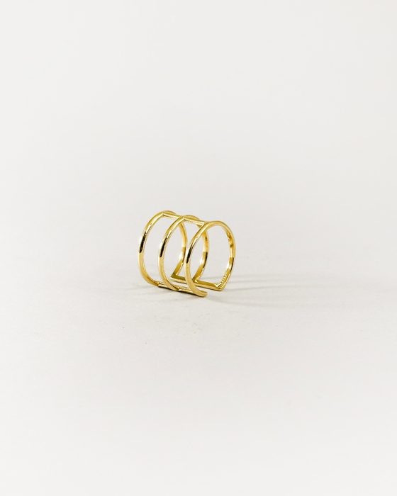Linea Tre – Anello a tre fili in argento 925 placcato oro 18K